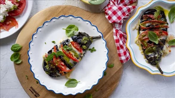 Bakłażan hasselback z pesto słonecznikowym