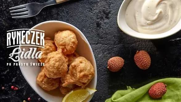 Smażone liczi w cieście z pieprznym majonezem