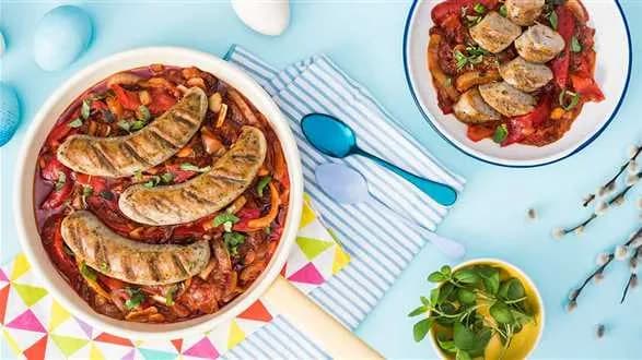 Biała kiełbasa z suszonymi pomidorami